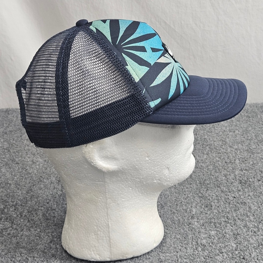 Quiksilver Trucker Hat Mens Navy Blue Tropical Floral Snapback Surf Skater Y2K
